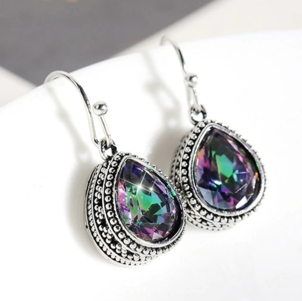 Mystic Topaz Vintage Style Drop Earrings - Picture 6 of 6